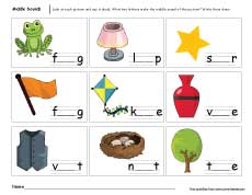 middle sound worksheet for first grade kids