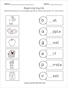 beginning sounds printables for preschools