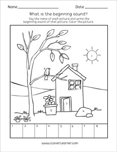 Beginning sounds picture activity sheet