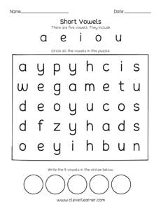 Short vowel sounds worksheets for preschool and ...