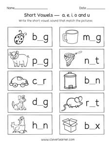 Short Vowel Sounds Worksheets For Preschool And Kindergarten Kids