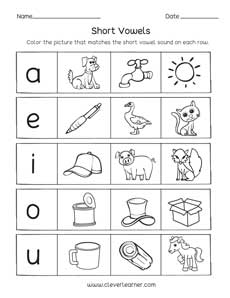 Short vowel sounds worksheets for preschool and kindergarten kids