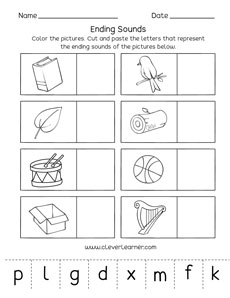 Ending sounds worksheets and printables for preschool and kindergarten kids