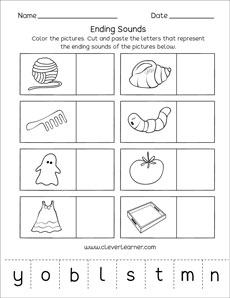 ending sounds worksheets and printables for preschool and kindergarten kids