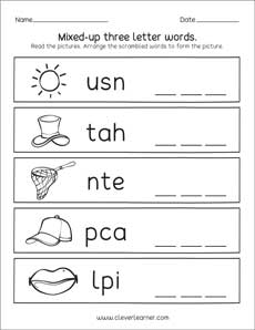 Three letter words reading, writing and matching ...