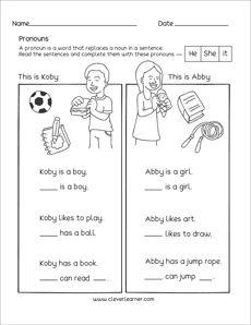 Kindergarten pronouns