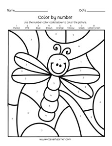 Free Preschool color by number activity worksheets
