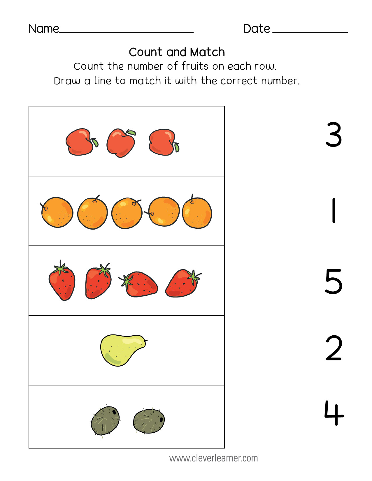 Number Matching Activities For Kindergarten
