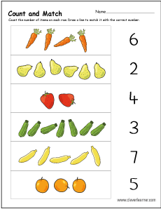 Number matching activity worksheet for preschool