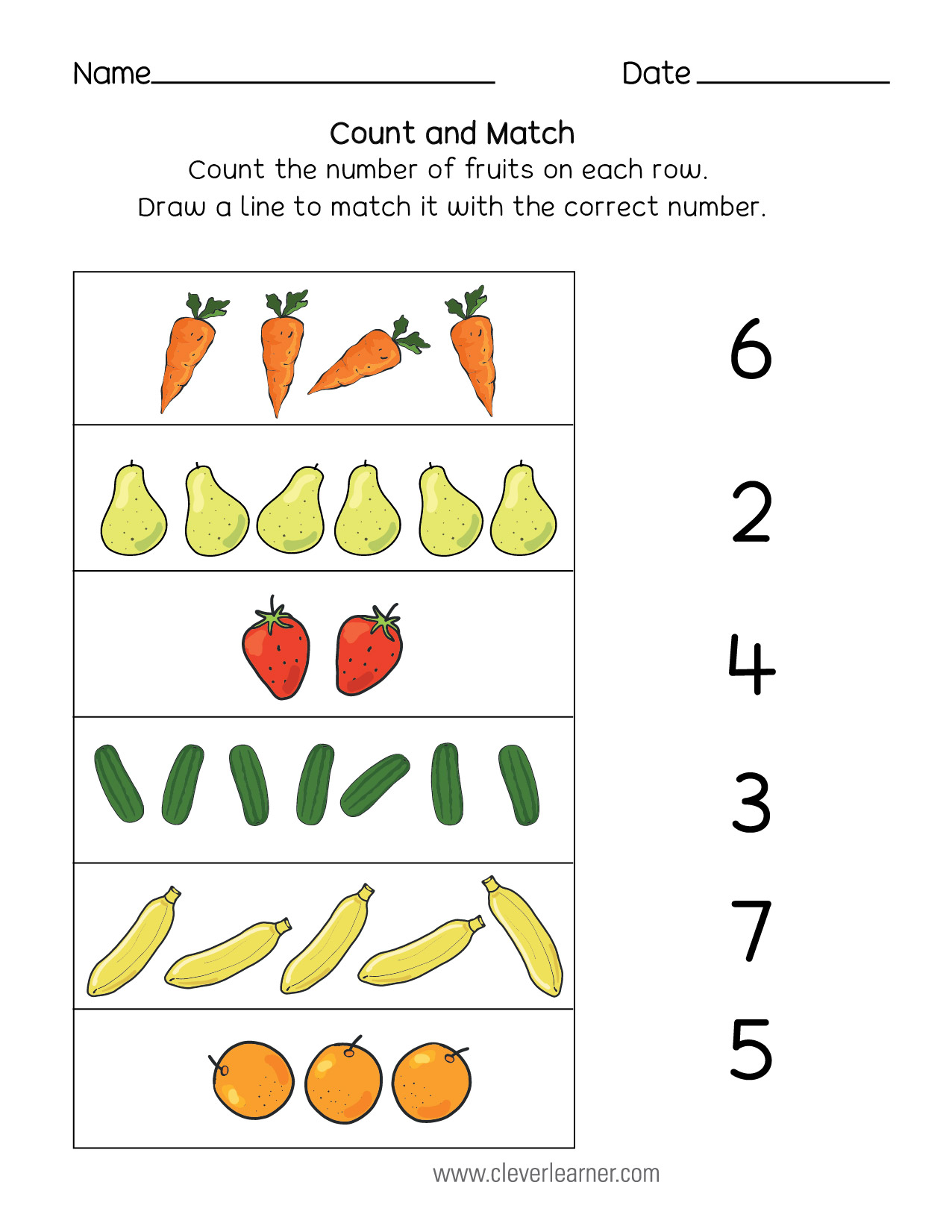 Number matching, counting and number writing worksheets