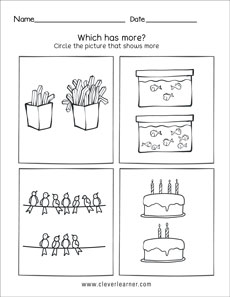 preschool compare the value worksheet