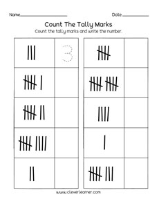 Count and tally worksheet for kindergarten