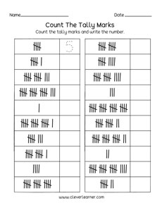 Count and tally printables for kindergarten