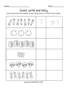Tallying worksheet for kindergarten