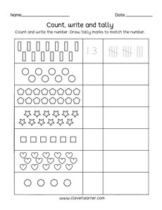 Count and tally worksheet for preschool children