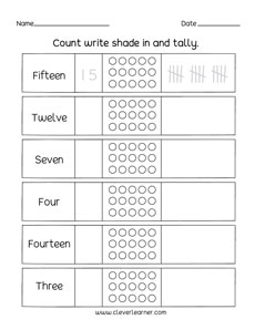 Count and tally worksheet for homeschool children