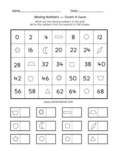 Write the missing numbers activity sheets for kids