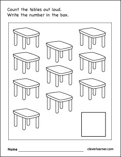 Number 10 counting worksheet for children