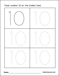 Number ten writing, counting and identification printable worksheets ...