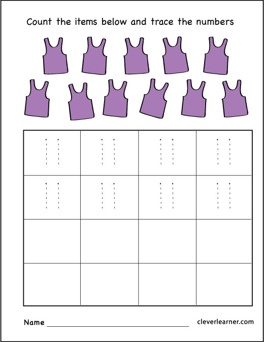 Number Eleven Writing Counting And Identification Printable Worksheets For Children