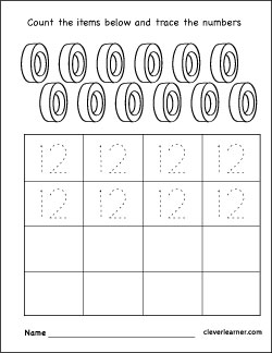 number12 practice sheets for kids