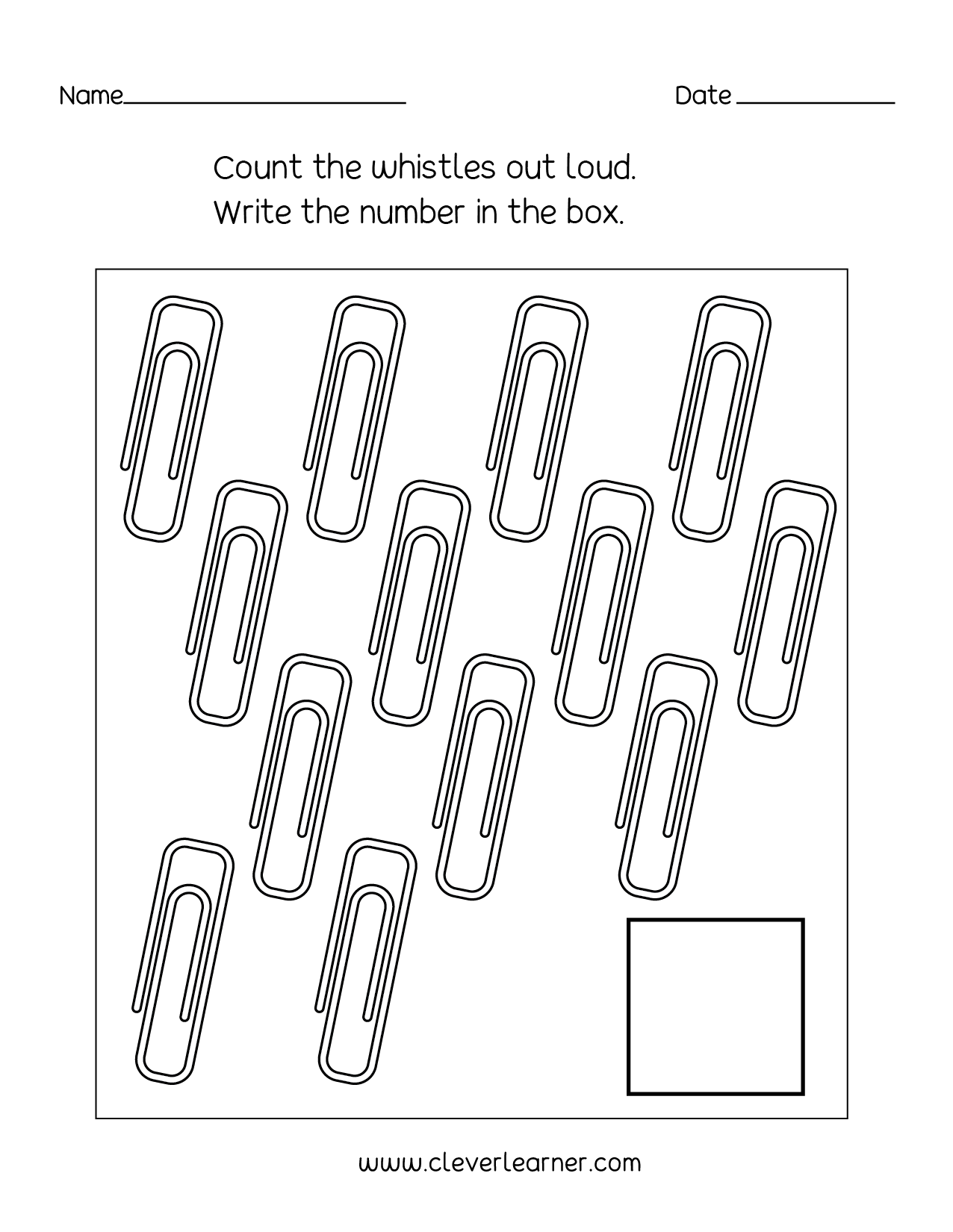 Number 11 writing, counting and identification printable