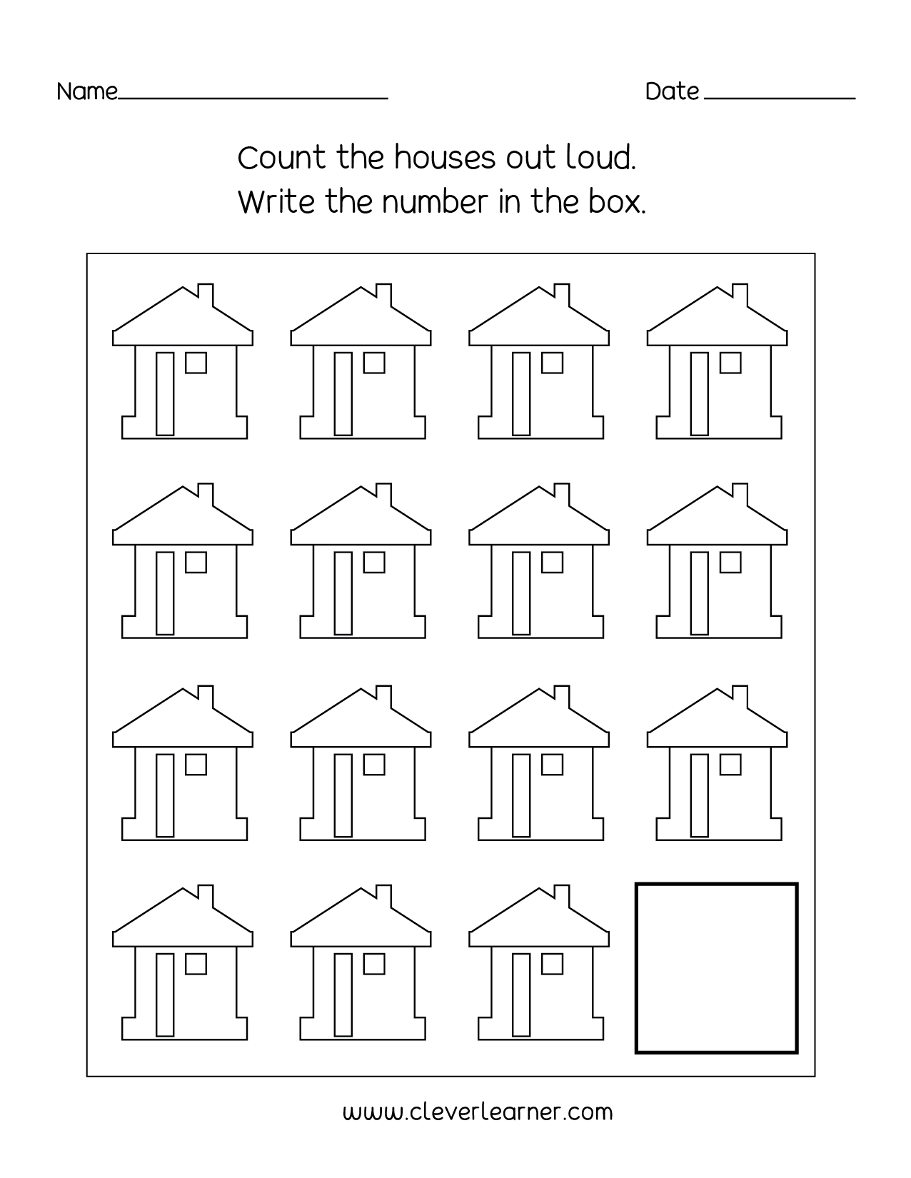 Number 14 writing, counting and identification printable