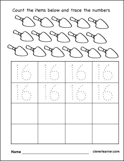 number 16 practice sheets for kids