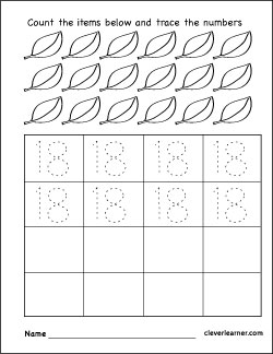 number 18 practice sheets for kids