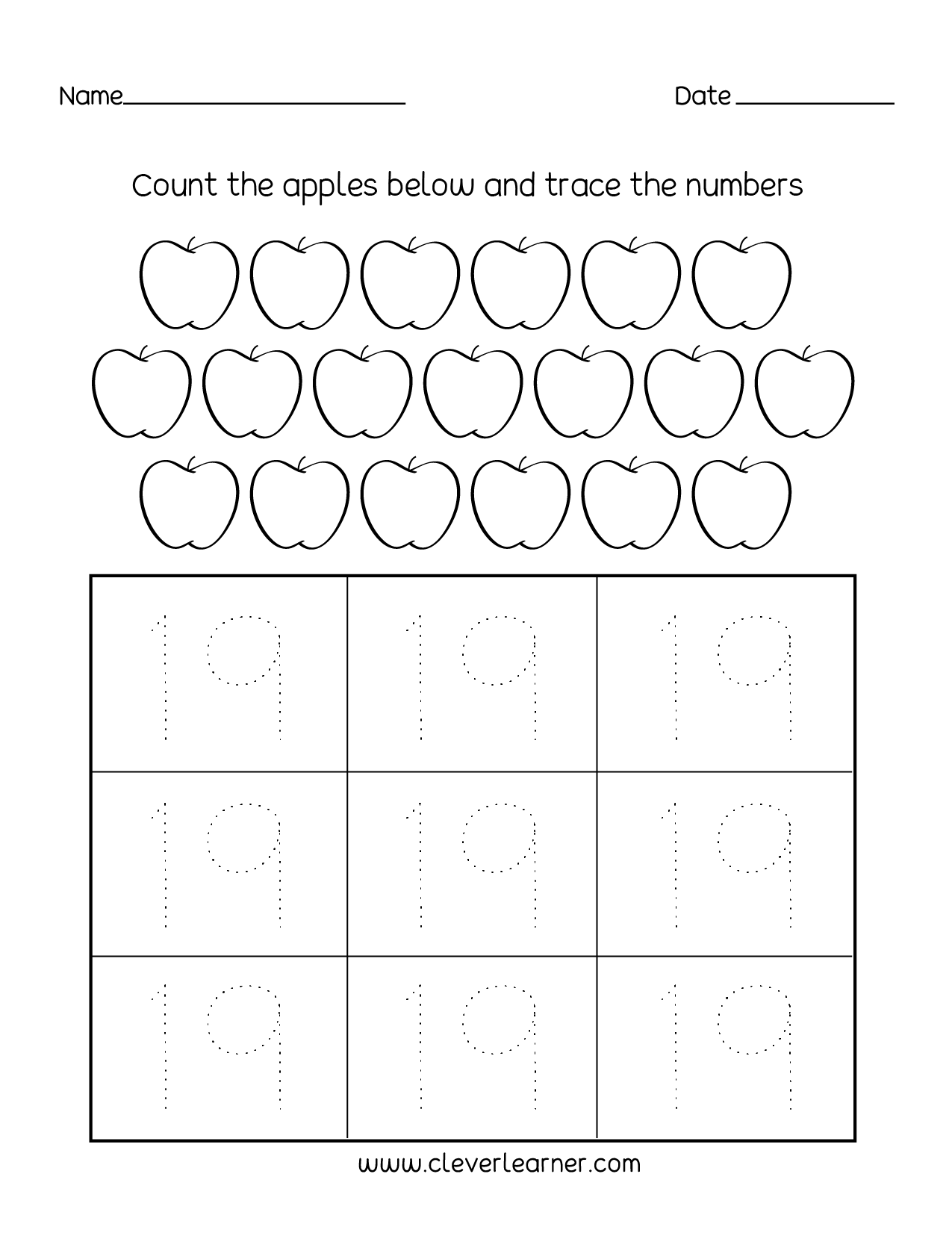 number-19-writing-counting-and-identification-printable-worksheets-for-children