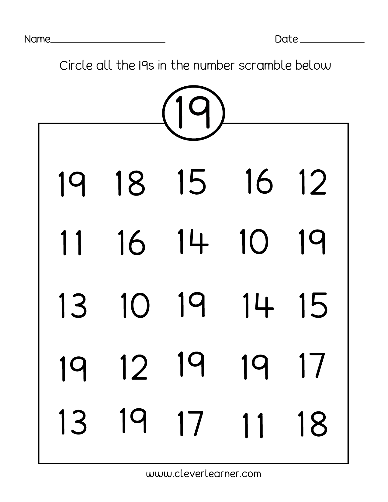 number-19-writing-counting-and-identification-printable-worksheets-for