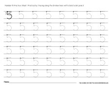 Number five basic scribbling worksheet for kids