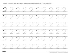number 2 practice sheets for three year olds