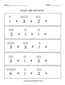 Count and add kindergarten workheet