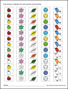 Colour theme patterns for kindergarten