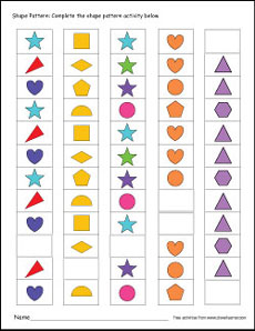 free colour pattern worksheet