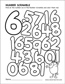 scrambled Numbers coloring worksheet