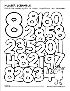 scrambled Numbers coloring worksheet