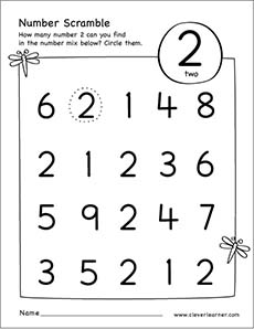 Free printable scramble number two activity