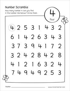number scramble for homeschools