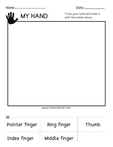 Trace your palm preschool worksheet