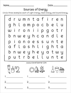 Kinds of energy puzzle sheets for preschool worksheet