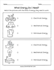 Uses of energy preschool worksheet