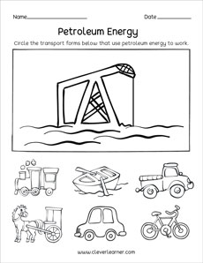 Sources of energy first grade and kindergarten printable worksheet