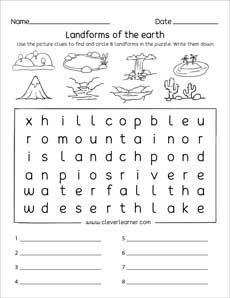 Landform puzzles printables for children