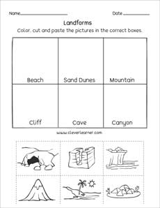 Landforms printables and worksheets for kindergarten and ...