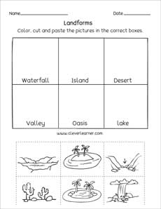 Landform pictures for kindergarten and first grade