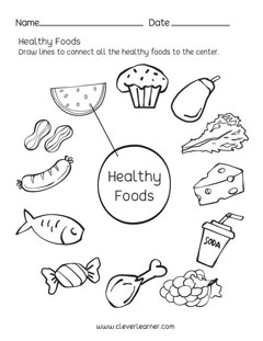 Preschool science worksheets on Healthy Foods