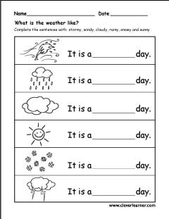 The weather worksheets for preschools