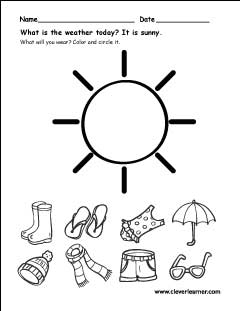 the weather worksheets for preschools